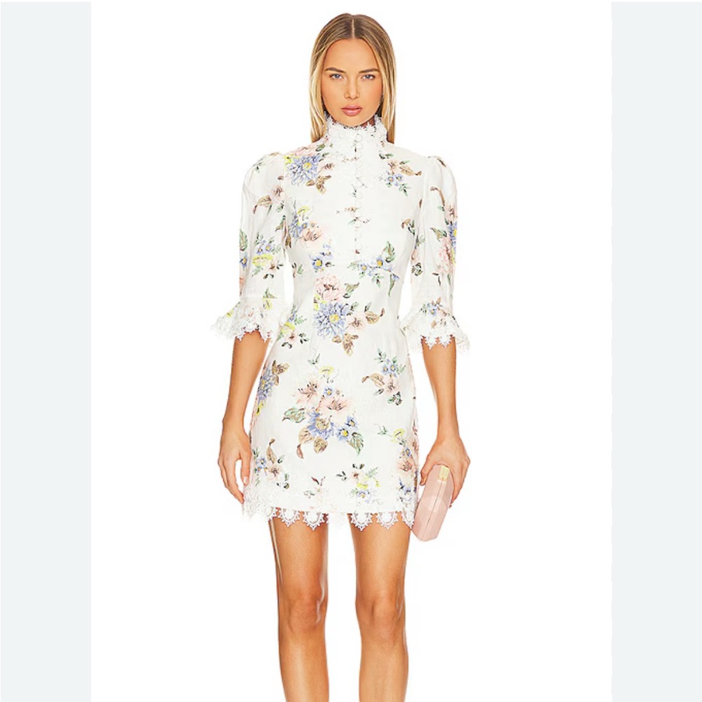 Zimmermann Applique Mini Dress In Blue Floral - WORN ONCE